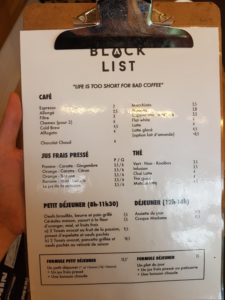 Menu Black List Bordeaux